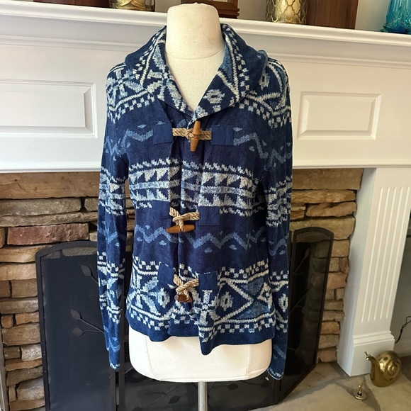 Ralph Lauren Jeans Sweater Jacket Aztec southwest print toggle closure size L - Picture 2 of 8